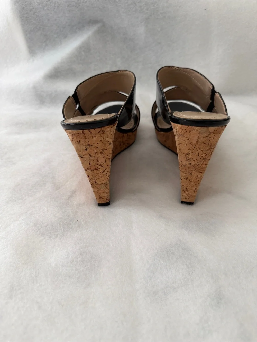 Adrienne Vittadini Black Patent Leather Wedge with Accent Studs